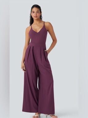 Halara Breezeful Criss Cross  Wide-Leg Quick Dry Resort Jumpsuit. Size XS